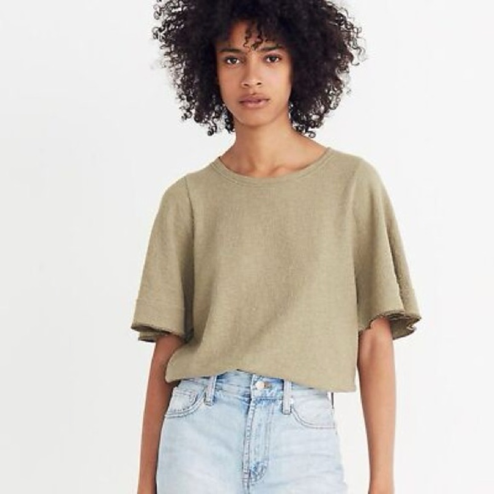 Madewell Olive Flutter Sleeve Tee